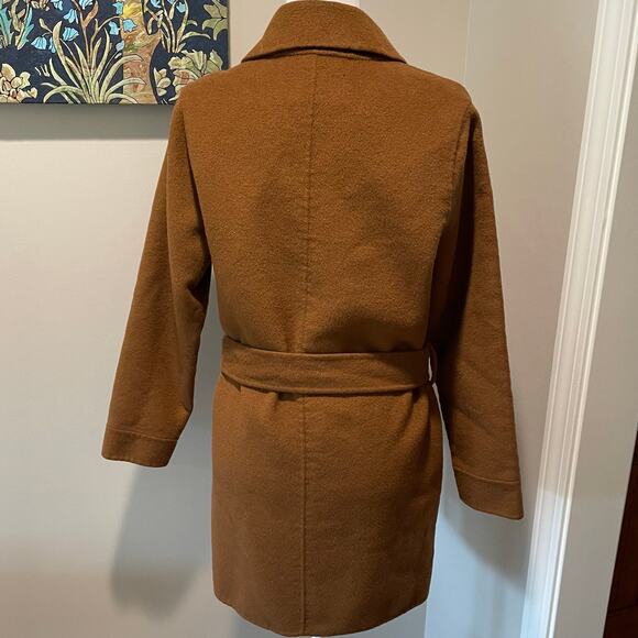 Rachel Zoe Wool Blend Coat Brown Belted Pockets Sz M Outdoor Winter Warm - Picture 3 of 12